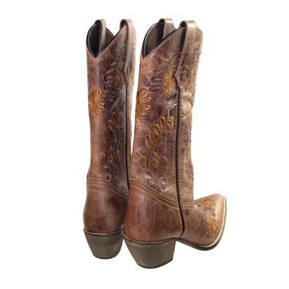 Rawhide Abilene Western Two Tone Earthy Brown Vintage Leather Snip Toe B… - Picture 7 of 11